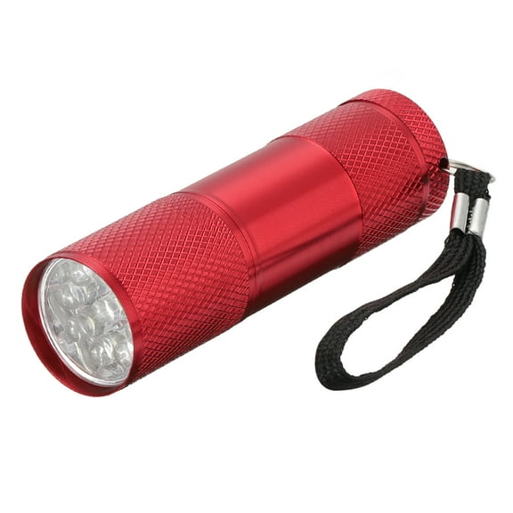 Uxcell 9 LED Mini Flashlights, Aluminum Pocket Flashlight Torch with Lanyard for Camping, Hiking, Red