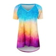 thumbnail image 5 of Tops ! Xihbxyly Shirts for Women, Women's Gradient Printed Blouse V-Neck Short Sleeve Loose T-Shirt Tops Oversized T-Shirt Casual Tops Loose Fit Blue L #, 5 of 5