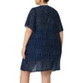 thumbnail image 3 of Unique Bargains Women's Plus Size Polka Dots Bell Sleeve Chiffon Summer Cardigans 1X Dark Blue, 3 of 6