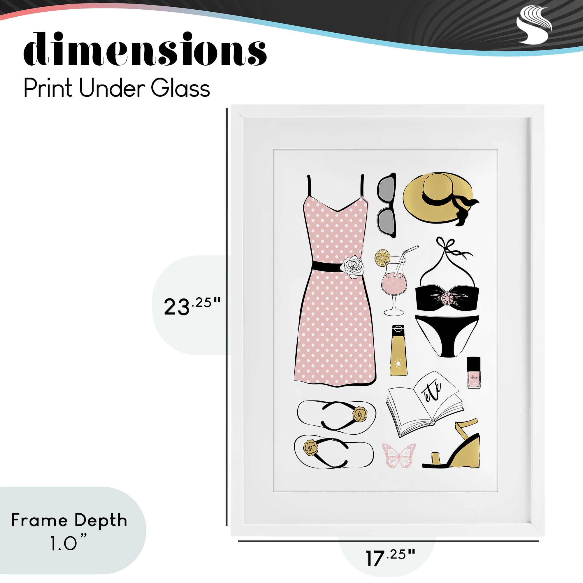 Stupell Industries Summer Vibes Necessities White Framed Print Under Glass, design by Martina Pavlova