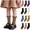 Black,Blue,Pink,White,Brown,Coffee,Purple,Khaki,Green,Yellow, variant on OGLCCG 5 Pairs Girls Ruffle Socks Toddler Cotton Frilly Turn-Cuff Cotton Crew Socks Solid Color Soft Breathable Casual Dress Socks 1-12 Years