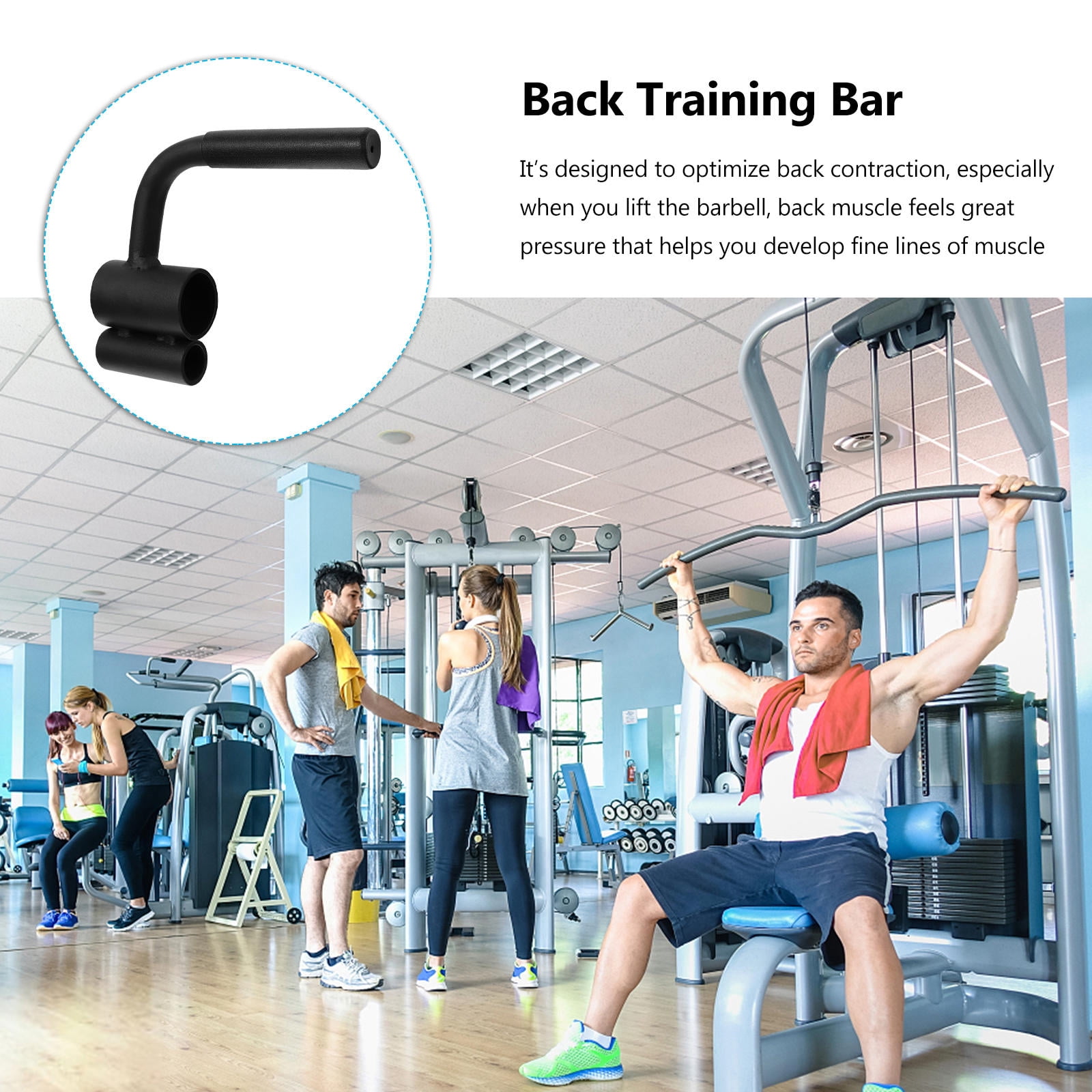 UPOUART Black Barbell Handle for Gym Accessory Back Pulling and Bicep Tension Training