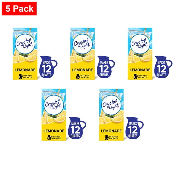 Crystal Light Zero Sugar Lemonade Drink Mix Packets 6 ct - 5 Pack