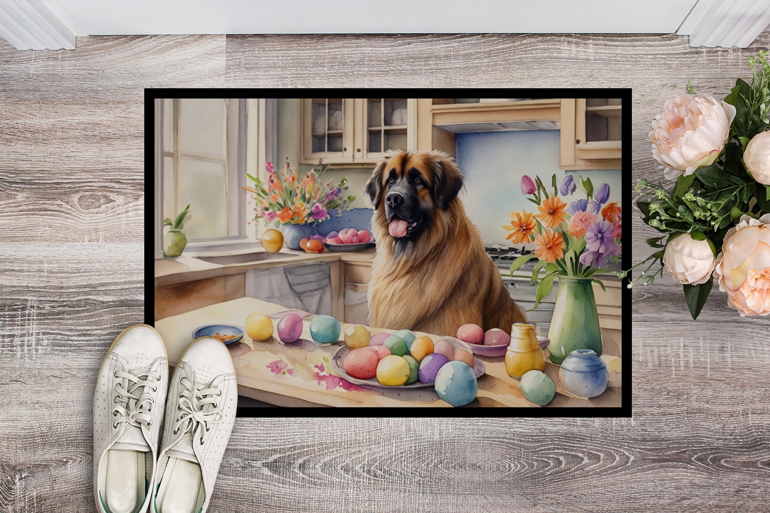 Decorating Easter Yorkshire Terrier Doormat