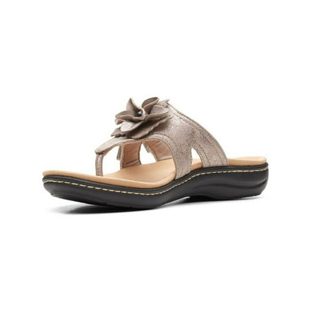 

Clarks Women s Laurieann Gema Faux Leather Slide Thong Sandals
