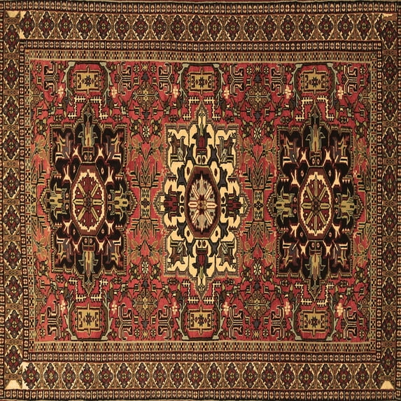 Ahgly Company Indoor Square Persian Brown Traditional Area Rugs, 6' Square