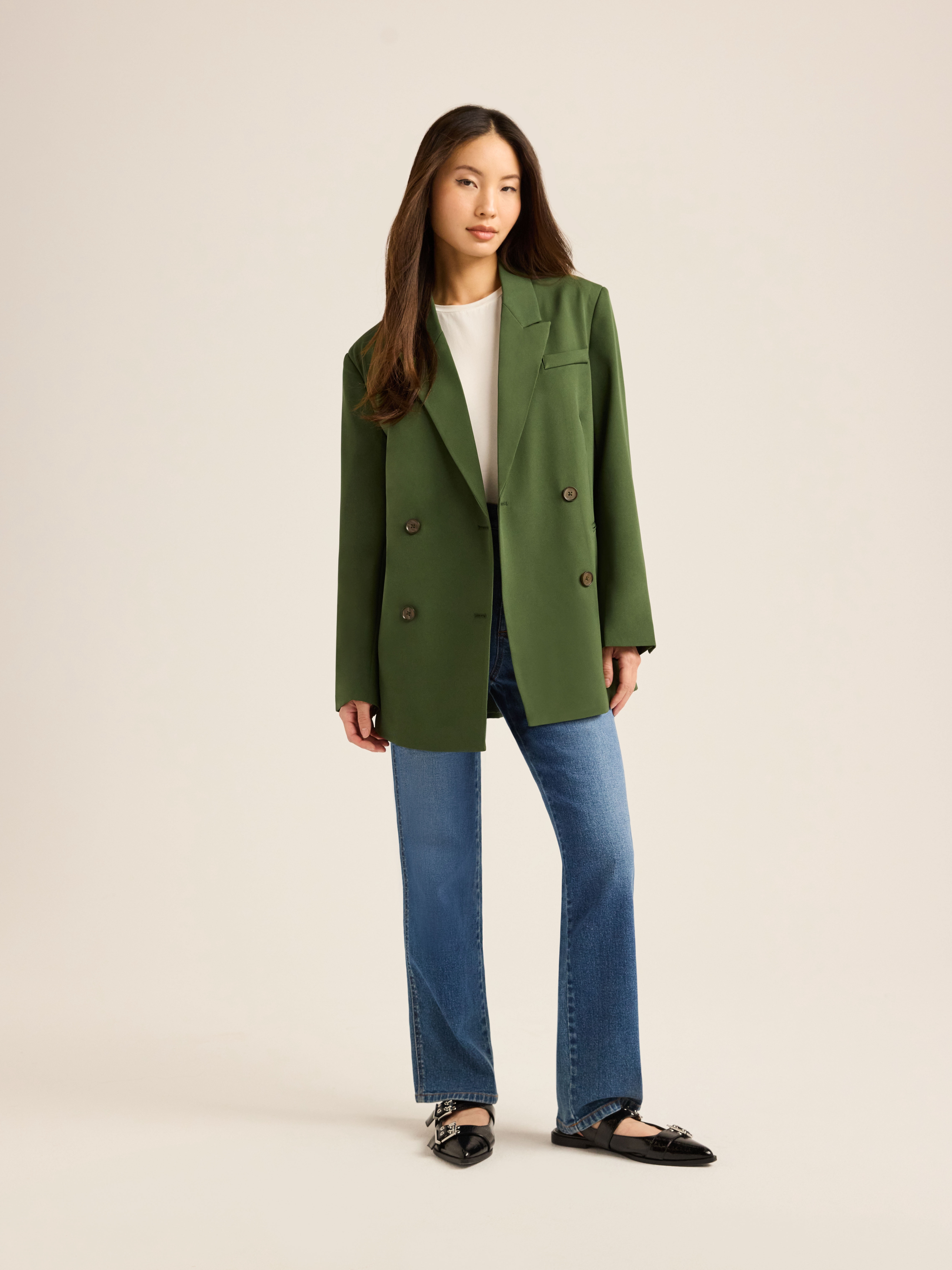 Scoop Women's and Women's Plus Crepe Slouchy Double Breasted Blazer, Sizes XS-4X