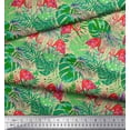 thumbnail image 2 of Soimoi Poly Georgette Fabric Tropical Leaves & Flamingo Bird Print Fabric by The Yard 52 Inch Wide, 2 of 3