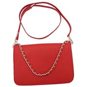 Tory Burch Women's Thea Pebbled Leather Convertible Small Crossbody Bag Clutch (Liberty Red)