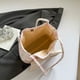 thumbnail image 4 of Bolso de hombro de lona de mujer con lazo - correa ajustable, bolsa espaciosa para uso diario y viajes en rosa, negro y blanco, 4 of 6