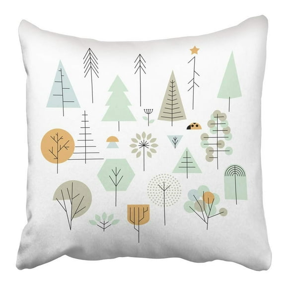 EREHome Scandinavian Trees Geometric Line Design Palm Fir Oak Pine White Christmas Pillowcase Cushion Cover 16x16 inch