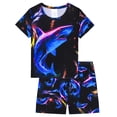 thumbnail image 2 of QEFJNO 3-12Y Kids Boys Pajamas Set 2 PCS Short Sleeve Top and Shorts Pants for Toddler Boys Shark Pjs Summer, 2 of 8