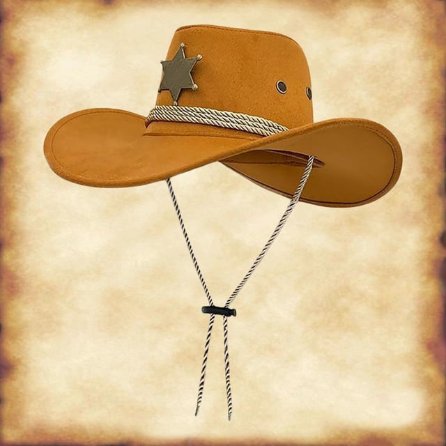 Chapeau à Cordon à Bord Rond Rétro pour Tenue Décontractée à la Maison, Accessoire Style Cowboy pour Garde-Robe Quotidienne