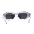 thumbnail image 4 of Trendy 90s Sport Wrap Thick Bevel Plastic Oval Sunglasses Silver Mirror, 4 of 4