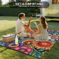thumbnail image 4 of Boho Teal Flower Outdoor Rug for Patio/Deck/Porch, Non-Slip Large Area Rug 4 x 6 Ft, Spring Bohemia Chic Red Yellow Floral Indoor Outdoor Rugs Washable Area Rugs, Reversible Camping Rug Carpet Runner, 4 of 8
