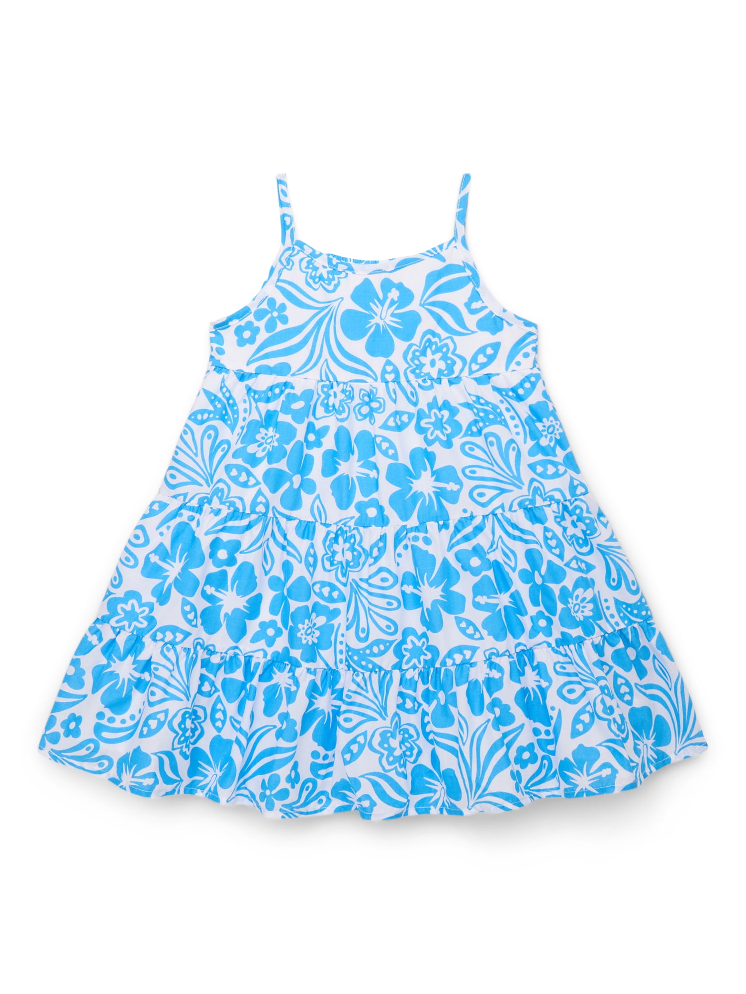 Wonder Nation Toddler Girls Cotton Sleeveless Floral Printed Dress, Sizes 12M-5T
