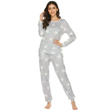 pajama sets pockets sleepwear pjs nightwear lounge sleeve cotton soft womens star