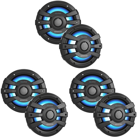 Kenwood XM77BL 7.7" LED Marine Speakers Black (6 Pack) – Wake Boat Audio Upgrade for MasterCraft, Malibu, Axis & Nautique