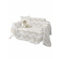 thumbnail image 2 of Cream Moire Couch Cover for Dogs, Water Ripple Stripe Farmhouse Washable Sofa Covers Slipcover for Pets Dogs Futon Cover, Couch Recliner Covers, Oversized Chair Slipcover 71"x91", 2 of 9