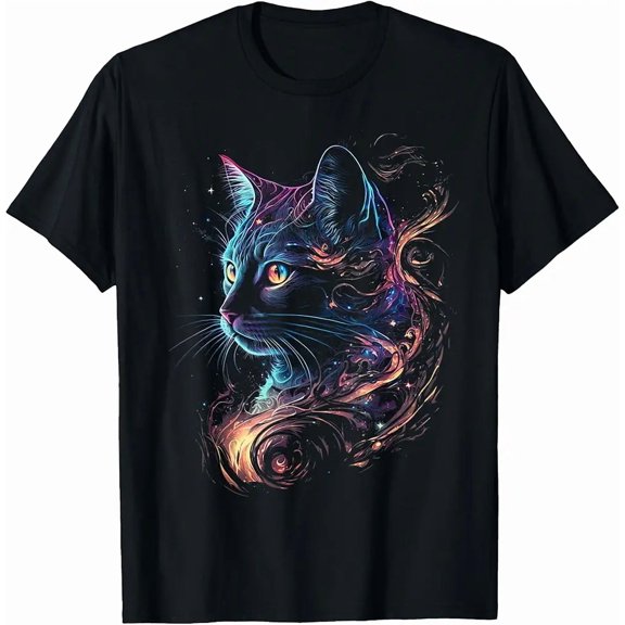Cat In The Galaxy Space Kitten Head Funny Astronaut Unisex T-Shirt, up to Size 5XL