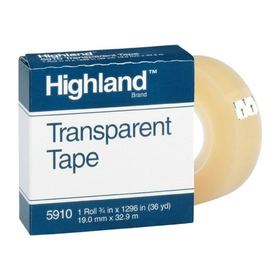 Highland 040602 Self-Adhesive Invisible Tape With 1 In. Core, 0.75 x 1296 In. - Transparent