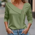 thumbnail image 2 of Seductiva Spring Tops Women's Long Sleeve Shirts Workout Asymmetrical Neck Tops for Women Long Sleeve Button Collared V Neck Blouses Fashion Women Casual Dressy Shirts Breathable & Easy Care Fabric, 2 of 5
