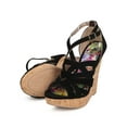 thumbnail image 4 of New Women Qupid Glory-132 Nubuck Peep Toe Criss Cross Weave Cork Wedge Sandal Sz, 4 of 5