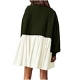 thumbnail image 5 of Winter Savings Clearance! Lindreshi Long Sleeve Dresses for Women Clearance Fashion Women's Casual Over Sized Sweatshirt Long Sleeve Dress Round-Neck Ladies Patchwork Mini Dresses, 5 of 7