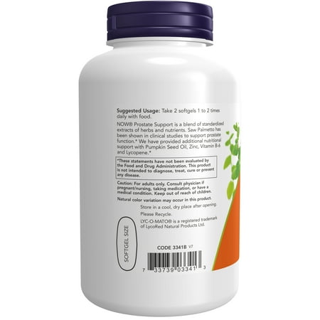 NOW Supplements, Prostate Support, Prostate Support, with Standardized Saw Palmetto, Stinging Nettle & Lycopene, 180 Softgels