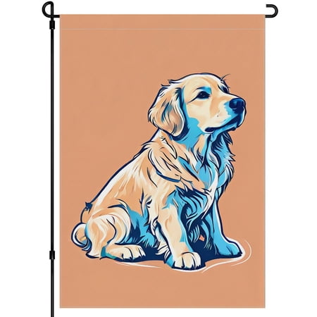 Retriever Dog Double Side Porch Flag Versatile Happy Smile Colorful Cartoon Animated Decoration 28x40 Inch Washable Durable Camping Flags for Campsite for Farmhouse Lawn Garden Balcony