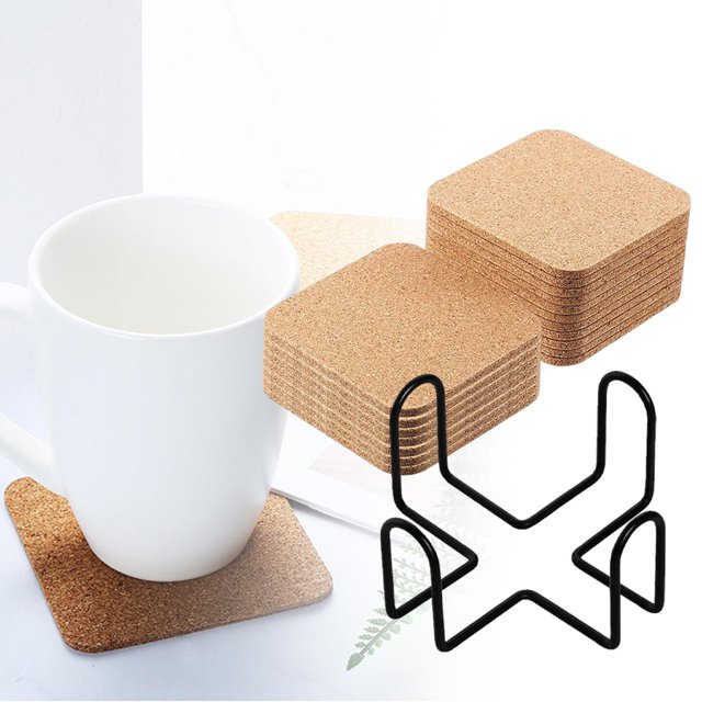 Posavasos de madera para bebidas, tapetes esenciales para tazas de cocina, protección de mesa, posavasos reutilizables para tazas, para oficina, cuadrado perfecl portavasos