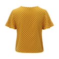 thumbnail image 5 of Tittly Womens Shirts Short Sleeve Shirts Women's Short Sleeve Top Shirt Button Print T-Shirt Loose Shirt Fashion Bottoming Shirt Top Tshirts Shirts Workout Shirts Womens Tops Yellow XL, 5 of 9
