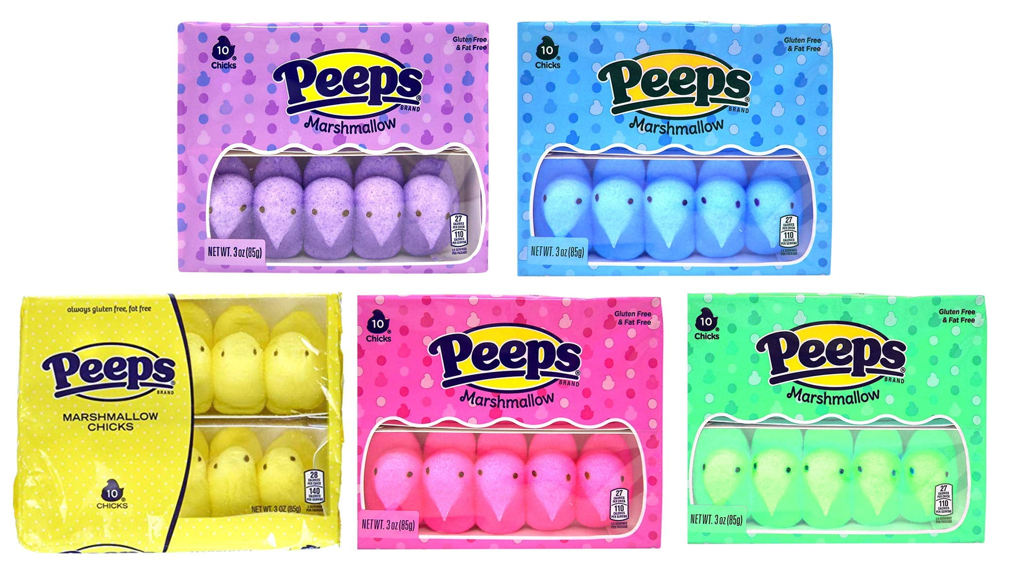 Easter Marshmallow Chicks Peeps Variety Pack 50 Ct, 5 Pack Walmart