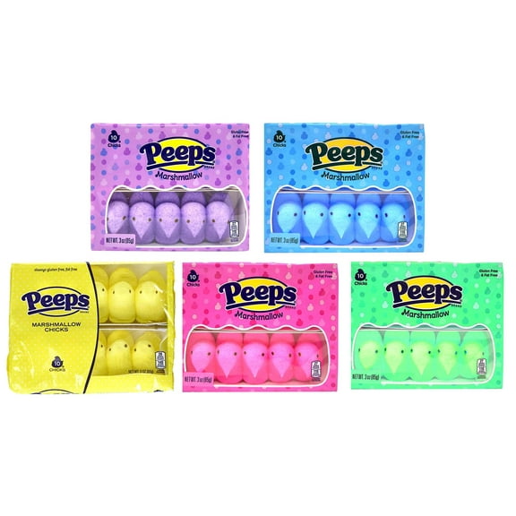 Easter Marshmallow Chicks Peeps Variety Pack 50 Ct, 5 Pack