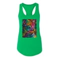 thumbnail image 3 of Colorful Cat Portrait | Cat Lover Owner | Dean Russo Art Animal Lover Ladies Racerback Sleeveless Top, Kelly, L, 3 of 5