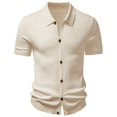 thumbnail image 4 of xfsWaSs Men's Short Sleeve Ribbed Knit Shirts Solid Color Casual Button Down Shirt Soft Comfortable Stretch Tops Fashion Everyday Wear Mens Shirts, 4 of 4
