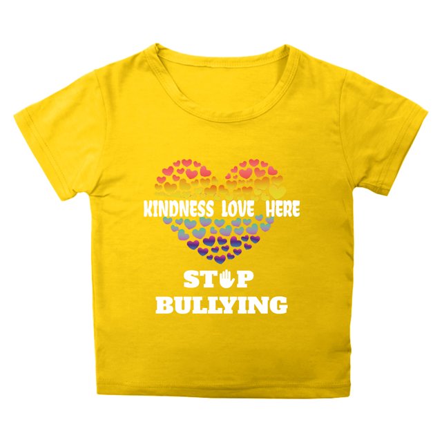 Toimothcn T-Shirts pour Filles Tout-Petits Disent Non au Bully Lettre Imprimée Manches Courtes Col Rond T-Shirt Doux Coupe Ample Confortable Usage Quotidien pour Filles 8-9 Ans