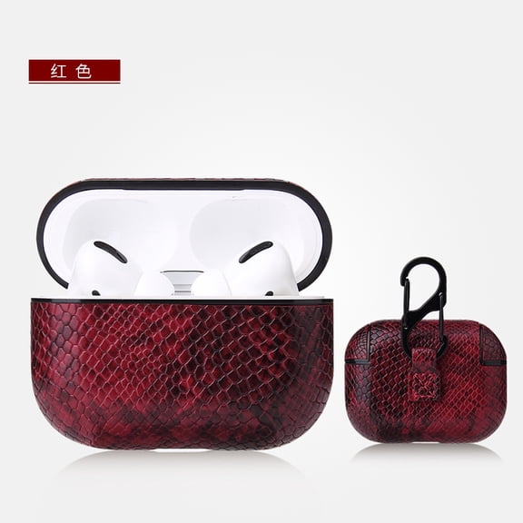 Custom Sleeve for Apple for airpods Bluetooth Wireless Earpphone PU Leather Case Cover for Air Pod Funda Cover Box (serpentine red,For airpods 3)