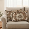 thumbnail image 2 of Brown Boho Outdoor Waterproof Pillow Covers, Retro Western Rustic Ethnic Tribal Patterns Decorative Rectangle Throw Pillowcase Sofa Cushion Sham for Patio/Couch/Chair, 20"x12" 2 Pack, 2 of 8