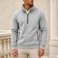 thumbnail image 2 of LYSMORA Men's Stand Collar Quarter Zip Pullover Sweatshirt, Zipper Side Pockets Long Sleeve Loose Casual Athletic Tops, 2 of 7