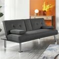 Yaheetech Convertible Futon Sofa Bed Tufted Fabric Futon 772lb Weight