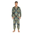 thumbnail image 3 of FORMRS Onesies Pajama for Adults Unisex Hoodie Winter Jumpsuit One Piece Sleepwear, Sizes S-2XL, Green Peacock Pattern, 3 of 7
