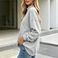 thumbnail image 5 of vdgthytj Crewneck Sweatshirts Women Long Sleeve Pleated Solid Basic Pullover Loose Comfy Fall Athleisure Tops(Large,Gray), 5 of 7