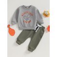 thumbnail image 2 of LMLYSoH Baby Boys Pants Set, Long Sleeve Crew Neck Letters Print Sweatshirt with Pants Thanksgiving Clothes, 2 of 9