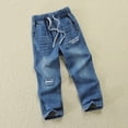 thumbnail image 2 of Gubotare Jeans for Teens Trendy Kids Boys Jeans Pants Elastic Waist Lightweight Soft Denim PantsSlim Fit Trousers Size 7-8 (Blue,7-8 Years), 2 of 9