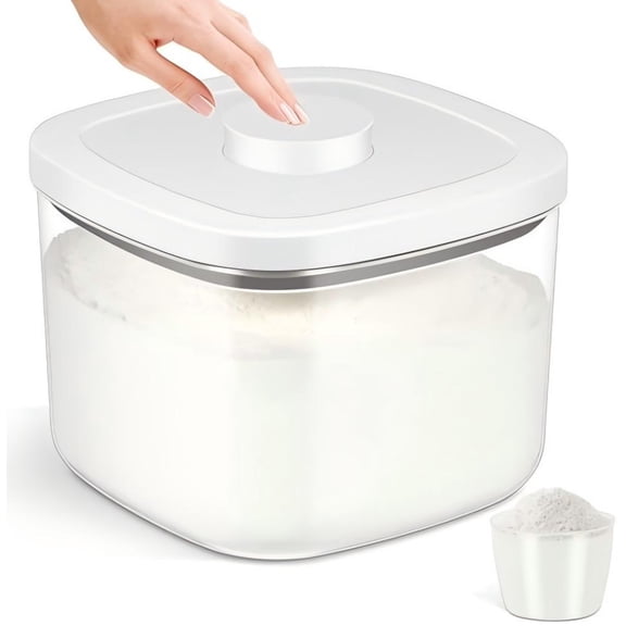 Airtight Pantry Storage Container - 10 Lb Clear Plastic Bin for Flour, Sugar & Dry Food, Locking Lid