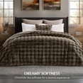 thumbnail image 6 of EverGrace Ultra Soft Luxury Fluffy Faux Rabbit Fur Throw Blanket, Thick Warm Bubble Throw for Bed, Cozy Plush Reversible Blankets for Couch, Chair, Sofa, Dark Taupe, 90x90 Inches, 6 of 8