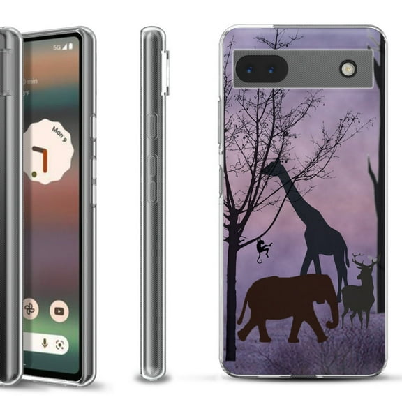 Slim-Fit Gel TPU Phone Case for Google Pixel 6a, by OneToughShield ® - Twilight Safari