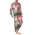 thumbnail image 2 of Fotbe Vintage Typewriter Floral Pattern Long Sleeve Pajama Set for Men,Sleepwear Set,2-piece Loungewear Set,Soft PJs Comfy Nightwear with Pockets-Large, 2 of 7