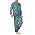 thumbnail image 2 of Balery Blue Color Cactus Pijama para Hombre de Dos Piezas con Manga Larga, Conjunto de Dormir y Descanso Suave con Bolsillos-Medium, 2 of 7